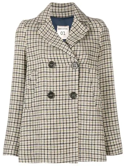 Shop Semicouture Checked Double Breasted Jacket In Neutrals