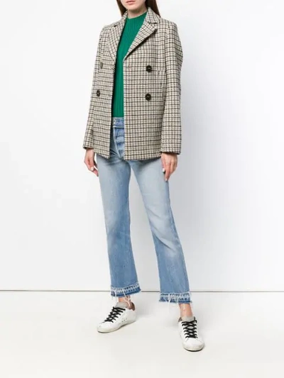 Shop Semicouture Checked Double Breasted Jacket In Neutrals