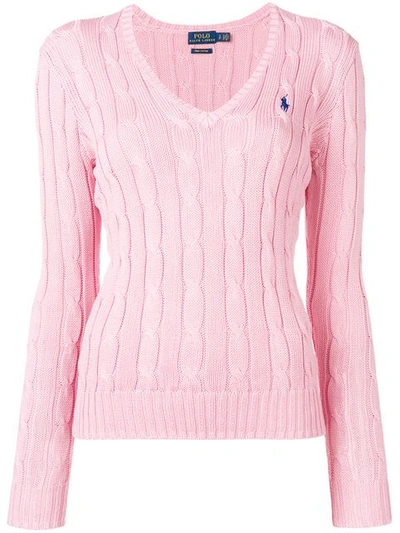 Shop Polo Ralph Lauren Cable Knit Pullover In Pink
