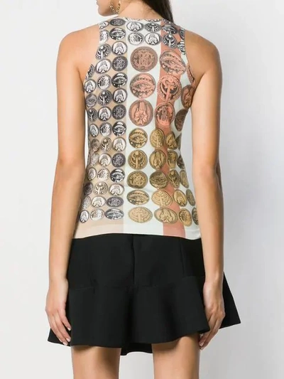 Shop Roberto Cavalli Stripes & Coins Knitted Tank Top In Neutrals