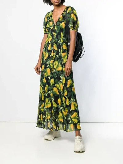 Shop Marc Jacobs Pear Print Long Dress In Green