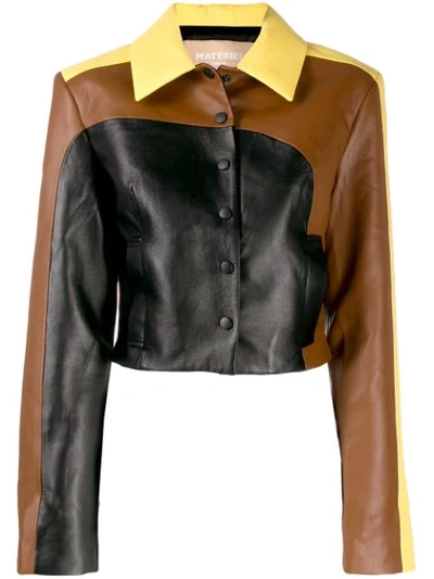 Shop Materiel Matériel Panelled Cropped Shirt Jacket - Brown