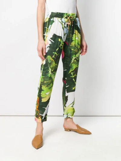 Shop Blugirl Printed Tapered Trousers In Green