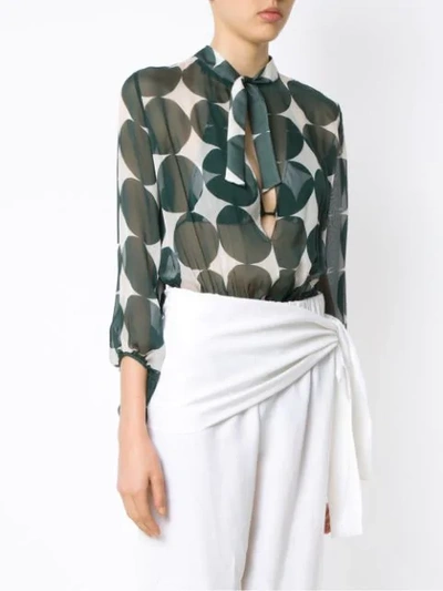 Shop Adriana Degreas Printed Silk Bodysuit In Green