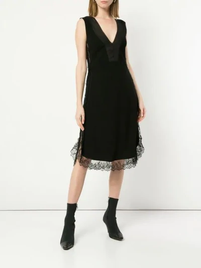 Shop Neil Barrett Lace Trim Knee Length Dress In Black