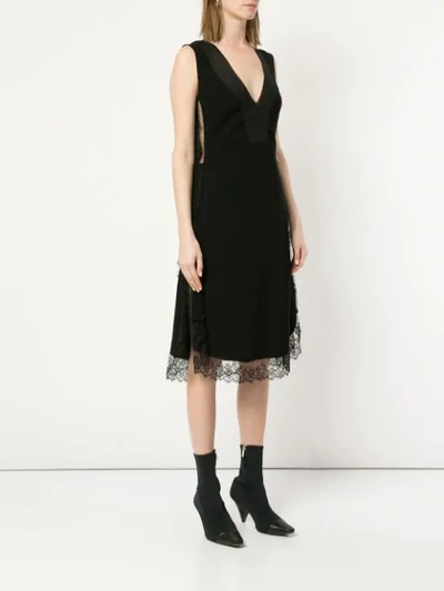 Shop Neil Barrett Lace Trim Knee Length Dress In Black