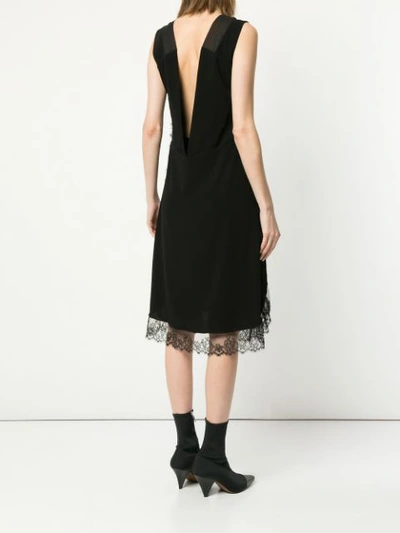 Shop Neil Barrett Lace Trim Knee Length Dress In Black