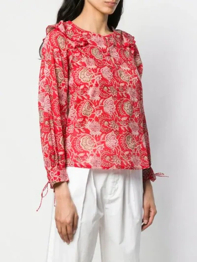 Shop Antik Batik Floral Print Blouse In Red