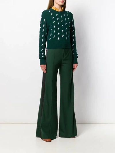 Shop Chloé Horse Embroidered Jumper In Green
