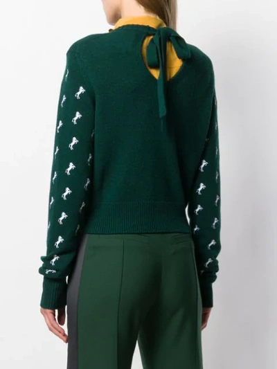 Shop Chloé Horse Embroidered Jumper In Green