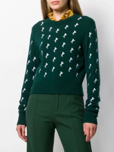 Shop Chloé Horse Embroidered Jumper In Green