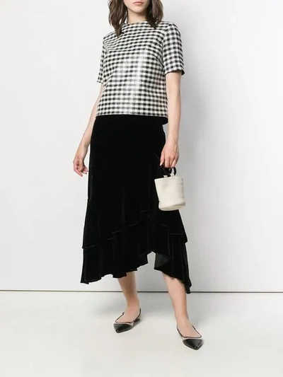 Shop In The Mood For Love Adriana Velur Asymmetric Skirt In Black