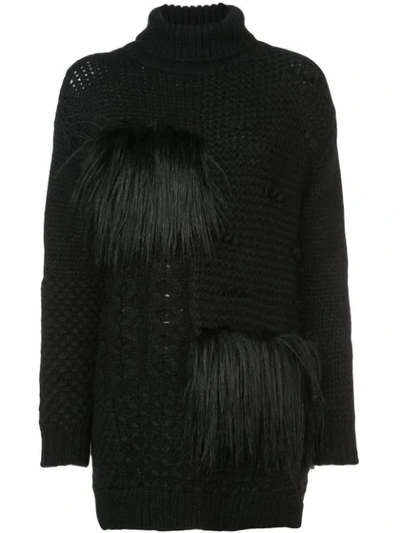 Shop Simone Rocha Faux Fur Detail Jumper - Black
