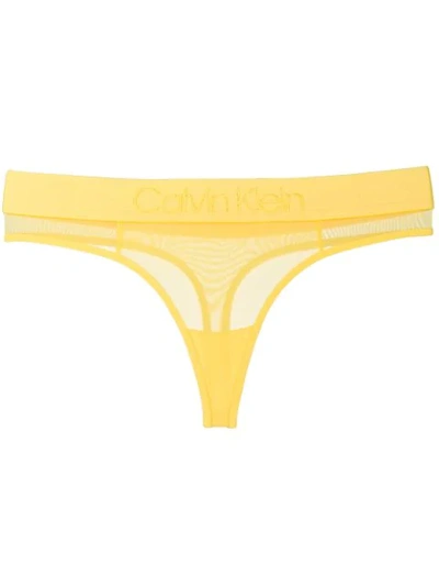 Shop Calvin Klein Semi-transparenter Tanga - Gelb In Yellow