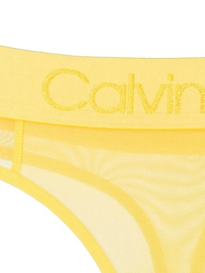 Shop Calvin Klein Semi-transparenter Tanga - Gelb In Yellow