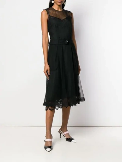 Shop Simone Rocha Belted Waist Tulle Dress In Black