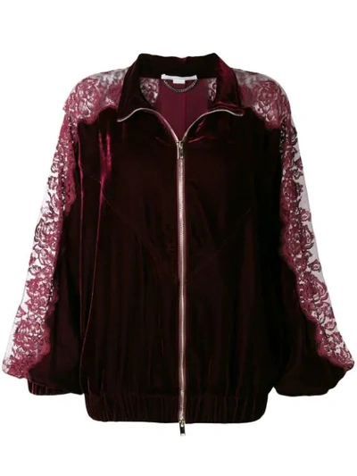 Shop Stella Mccartney Lace Panel Track Jacket In Red