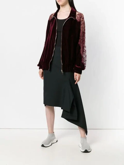 Shop Stella Mccartney Lace Panel Track Jacket In Red