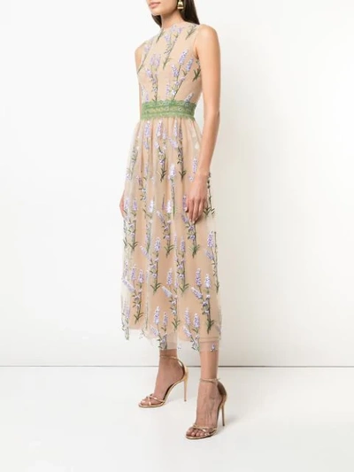 Shop Costarellos Floral Embroidered Maxi Dress In Neutrals