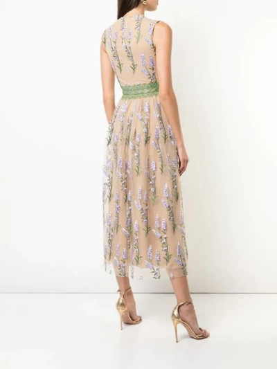 Shop Costarellos Floral Embroidered Maxi Dress In Neutrals