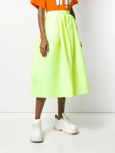 Shop Msgm Checked Full Skirt In Yellow