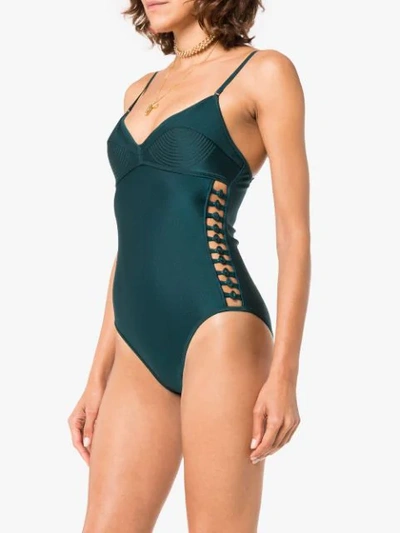 Shop Zimmermann Melody Bullet Cutout Swimsuit In Green
