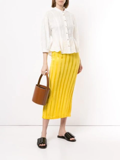 Shop Zero + Maria Cornejo Striped Pencil Skirt In Smile Yellow