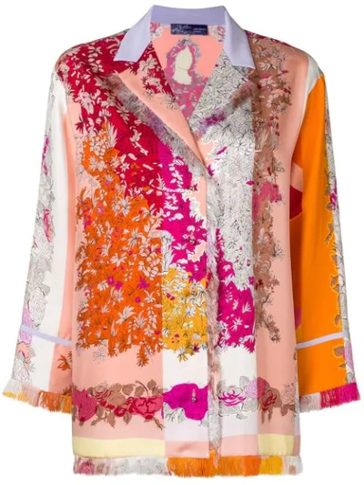 Shop Emilio Pucci Fringed Floral Shirt In Pink