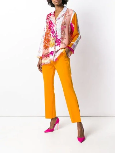 Shop Emilio Pucci Fringed Floral Shirt In Pink