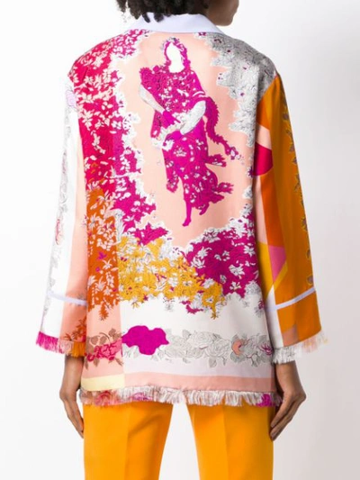 Shop Emilio Pucci Fringed Floral Shirt In Pink