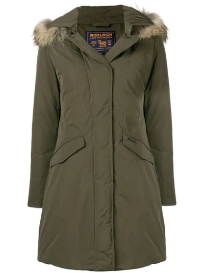 Shop Woolrich Zipped Up Parka - Green