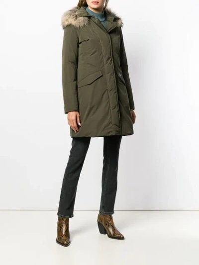 Shop Woolrich Zipped Up Parka - Green