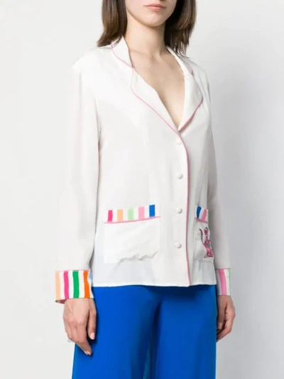 Shop Mira Mikati Striped Trim Shirt In White