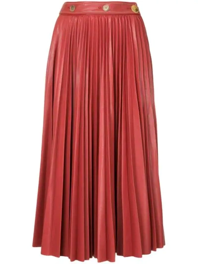 Shop System Pleated Midi Skirt - Red