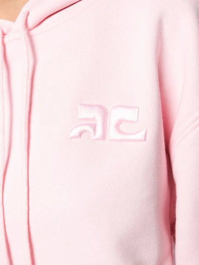 COURRÈGES EMBROIDERED LOGO HOODIE - 粉色