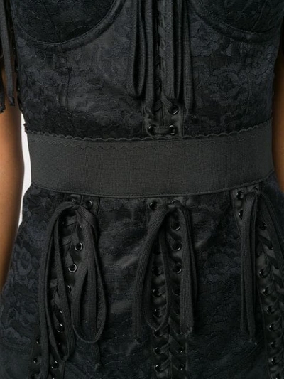 Shop Dolce & Gabbana Floral-jacquard Bustier Mini Dress In Black