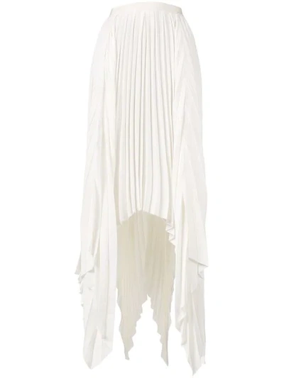 Shop Khaite Asymmetric Pleated Skirt In White