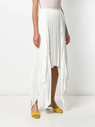 Shop Khaite Asymmetric Pleated Skirt In White