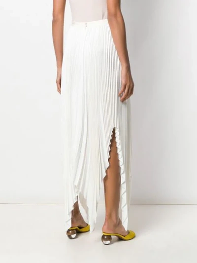 Shop Khaite Asymmetric Pleated Skirt In White