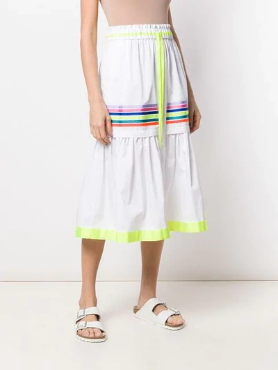 Shop Mira Mikati Stripe Panel Tiered Skirt In White