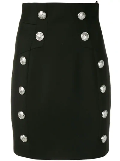 Shop Balmain High Waist Pencil Skirt In Black