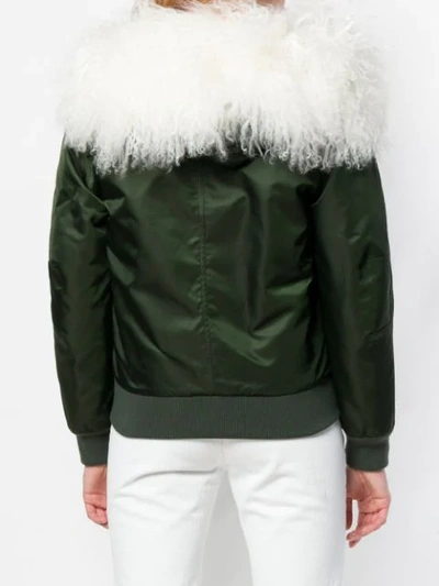 Shop Mr & Mrs Italy Customisable Bomber With Fur Collar In Green