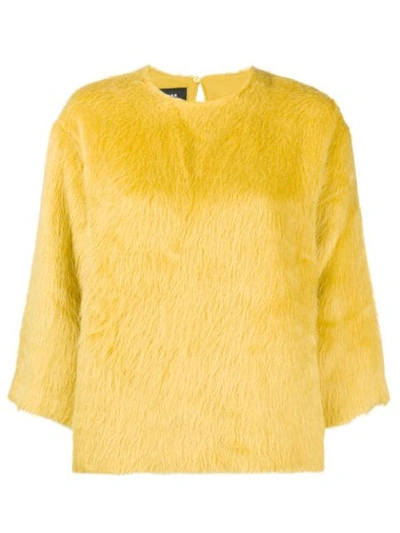 Shop Rochas Round Neck Furry Sweatshirt In Yellow
