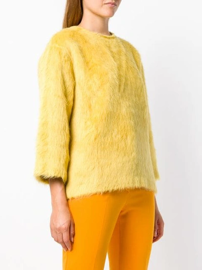 Shop Rochas Round Neck Furry Sweatshirt In Yellow