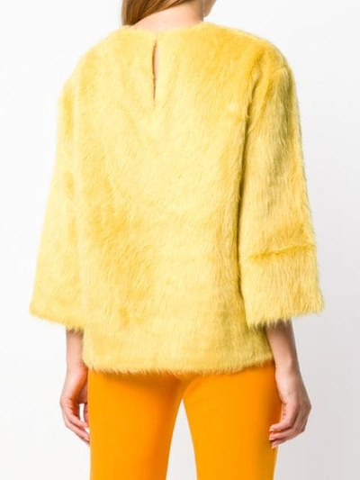 Shop Rochas Round Neck Furry Sweatshirt In Yellow