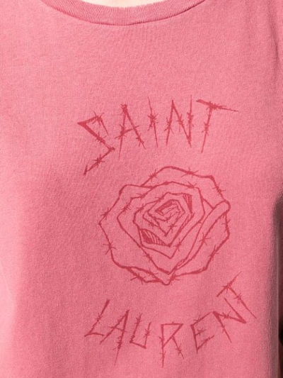 Shop Saint Laurent Barbed Roses T-shirt In Red