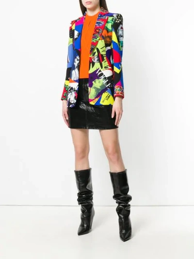 Shop Versace Vogue Print Blazer In Multicolour