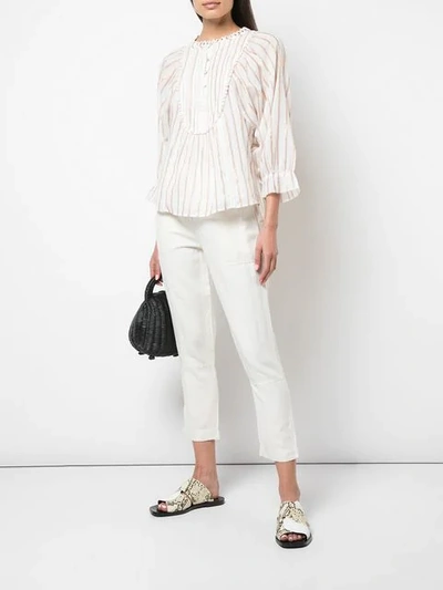 Shop Apiece Apart Striped Blouse Top In Cream