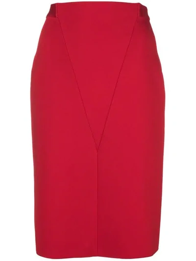 Shop Givenchy V Front Pencil Skirt In Red