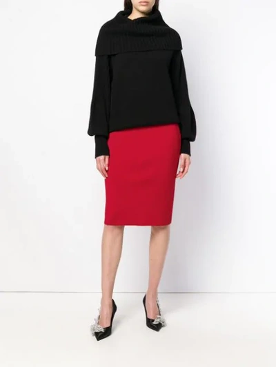 Shop Givenchy V Front Pencil Skirt In Red